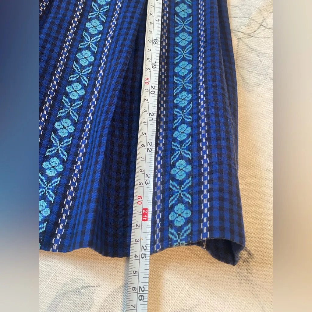 vtg 60s 70s Dutchmaid Plaid Pleated Skirt Sz 30 Made in USA Blue - Image 9