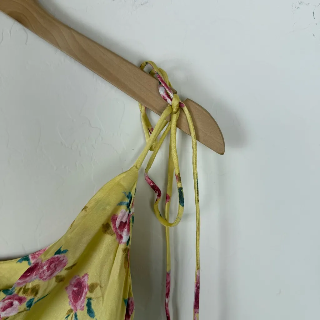 ZARA Safia Yellow Floral Draped Camisole Satin Slip Mini Dress - Image 11
