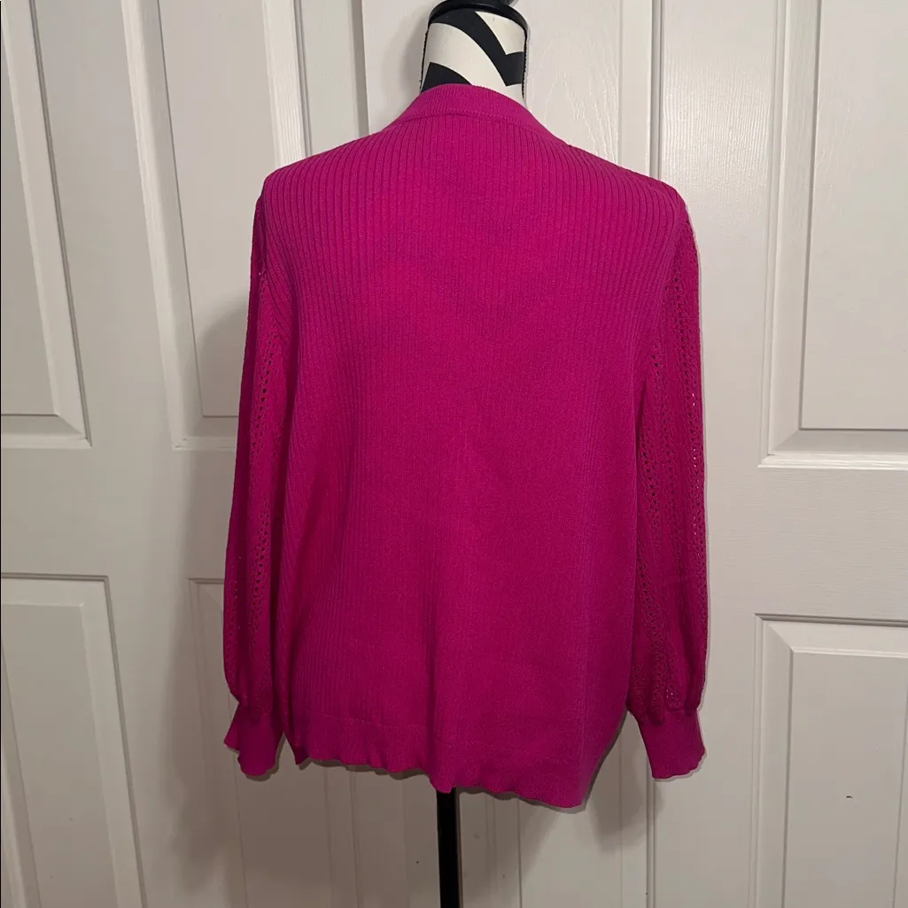 Misook Fuchsia Button-Up Cardigan - Image 4