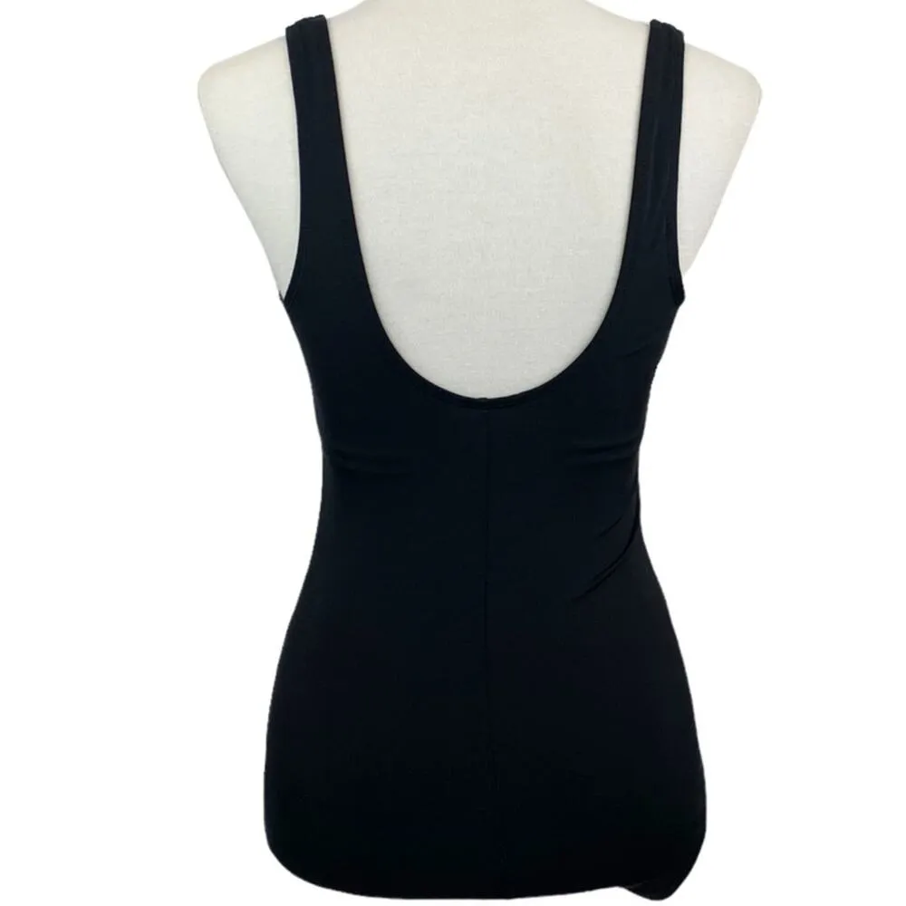 Tropical Escape Women's Black Pink Floral Ruched One Piece Swimsuit Size 6 - Image 8