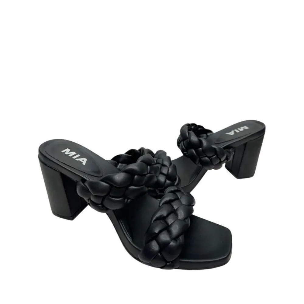 MIA Sandals Size 6.5 Double Strap Braided Black Slip On Open Toe Heels - Image 5