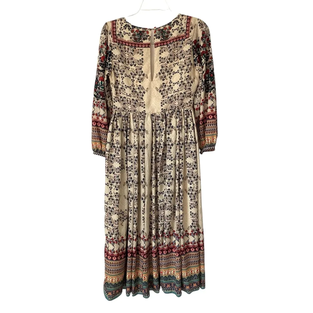 Anthropologie Far Fields Beaded Midi Dress Bhanuni by Jyoti size 2 Cream - Image 9