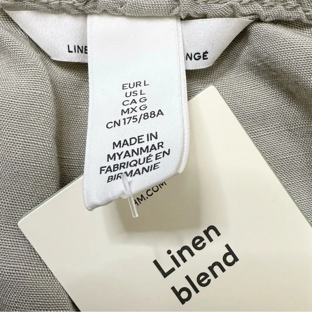 NWT H&M Linen Blend Drawstring Pull On Jogger Pants, Sz Large - Image 9