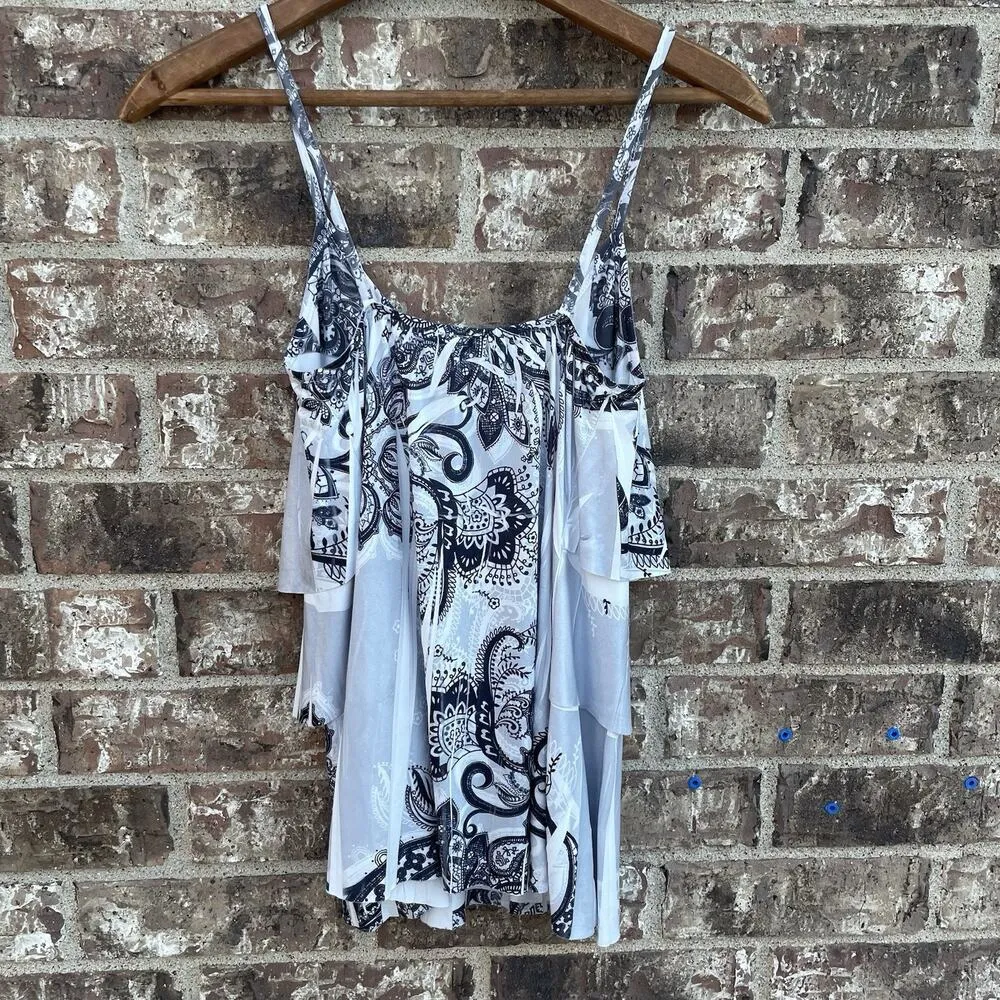 Vintage Y2K Wetseal Chiffon Tiered Paisley Spaghetti‎ Strap Cami Blouse Flowy - Image 10