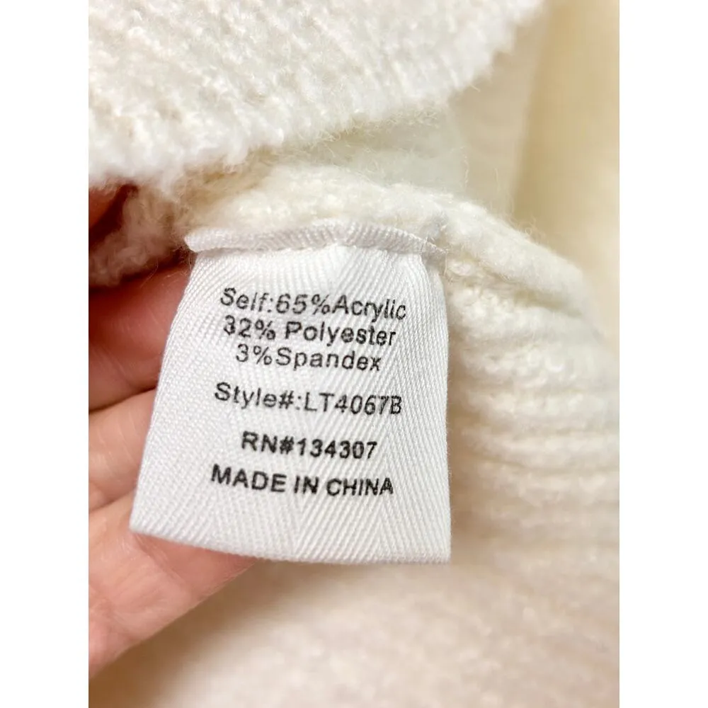 NWT Line & Dot Jersey Kate Long Sleeve Ruffle Trim Button Front Sweater Cream S - Image 6