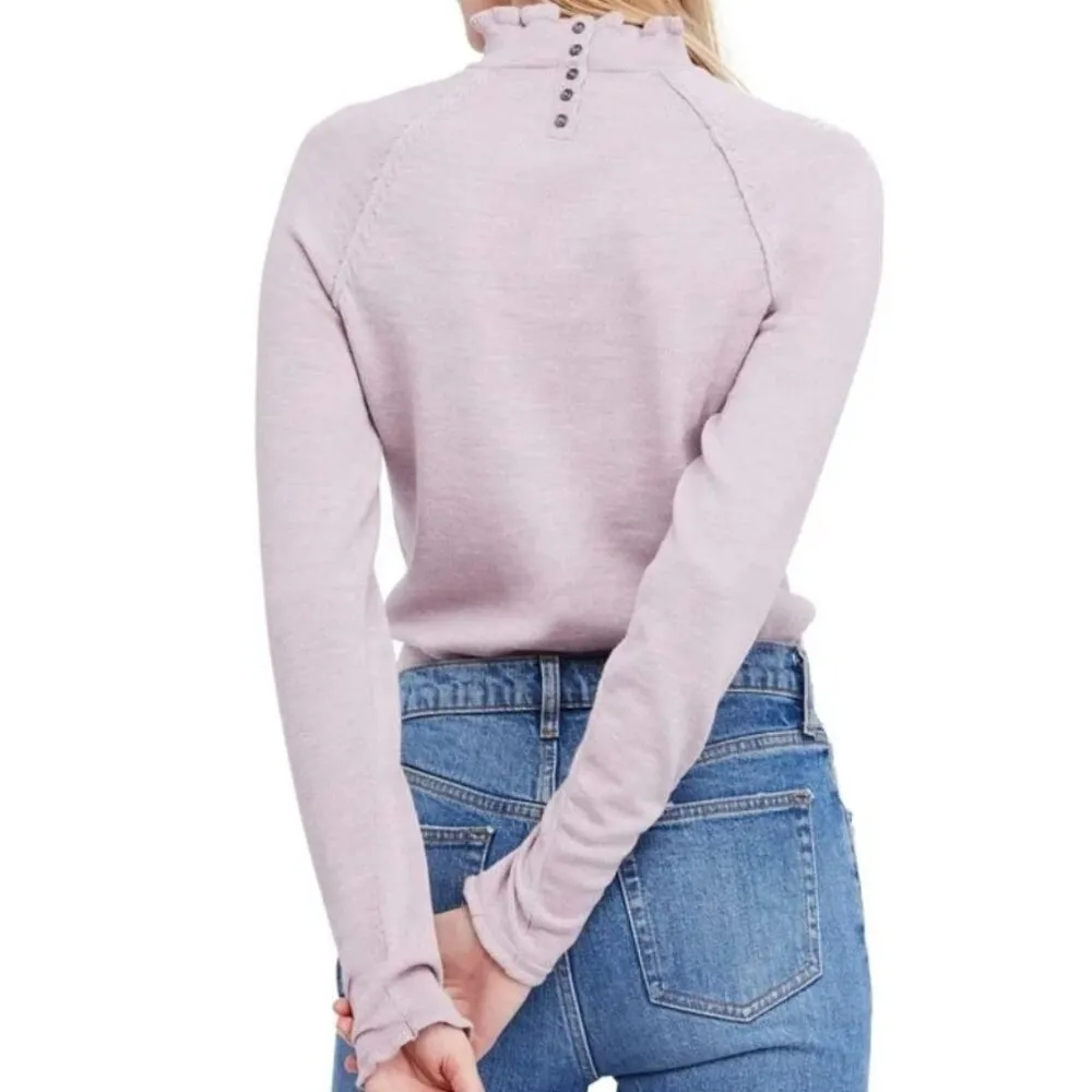 Free People Womens Ruffled Pullover Sweater in Lilac - Image 10