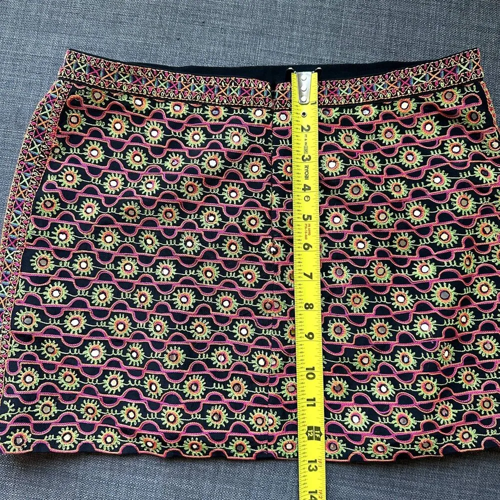 GRYPHON New York Black Floral Neon Silk Mini Skirt Pink Size XS - Image 7