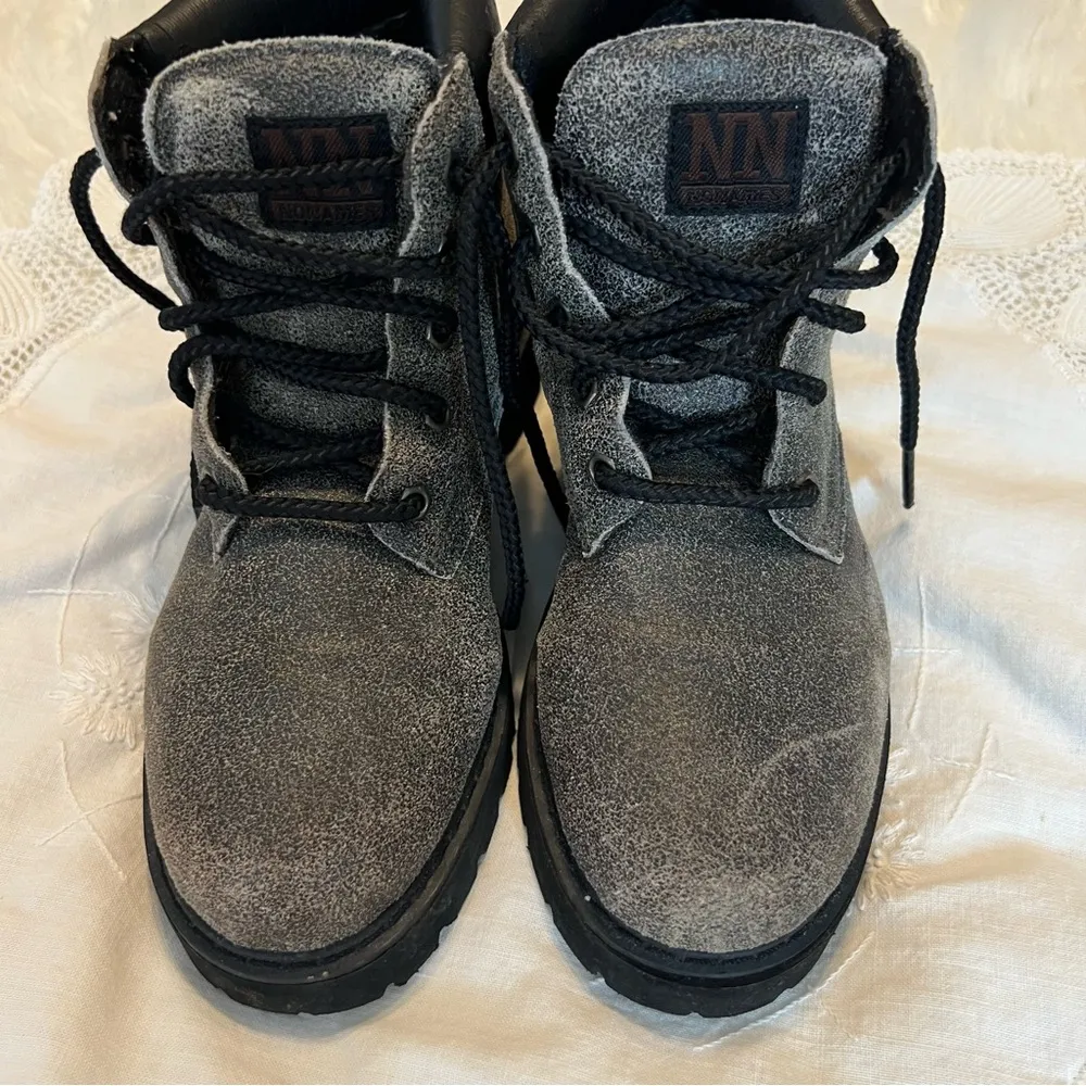 Nonames Zelo Lace Up Distressed Leather Boots Women’s 6.5 Gray Crackling READ - Image 13