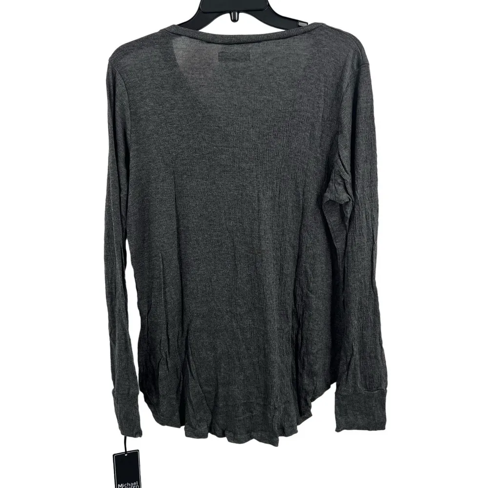 Michael Lauren Grey Long Sleeve Henley Size Medium New - Image 3