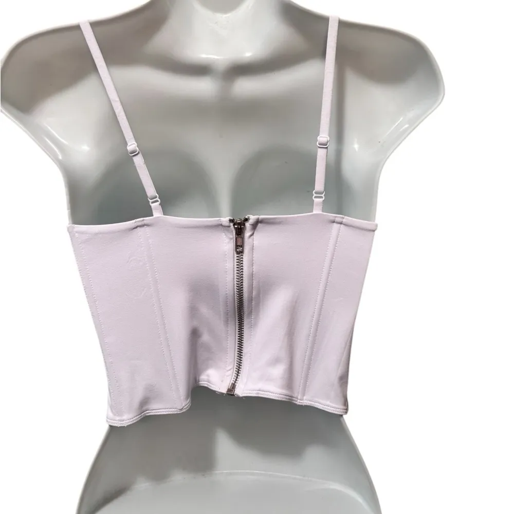 ReoRia Sexy Square Neck Trendy White Spaghetti Strap Corset Crop Top Sz L Size L - Image 10