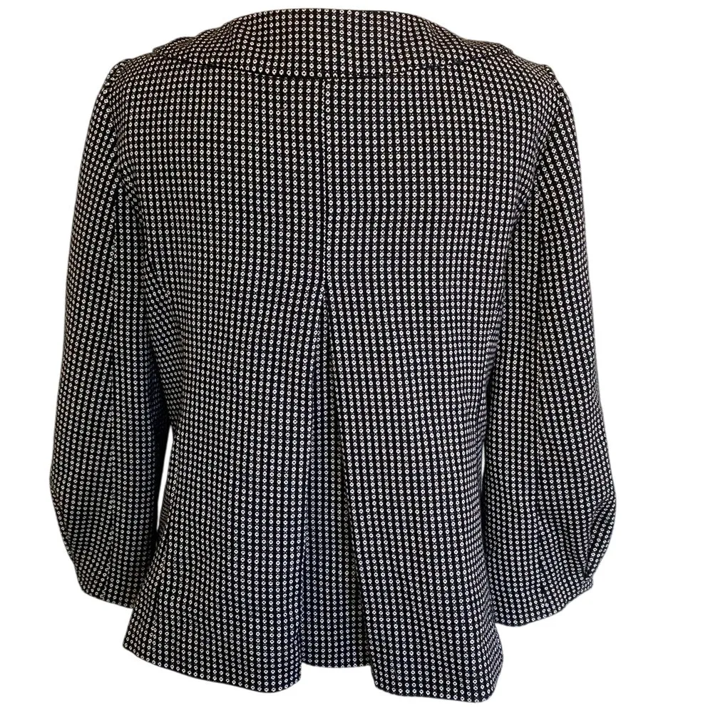 Ann Taylor Black White Dot Suit Blazer 3 Button Puff‎ Sleeve Jacket - 4 - Image 10
