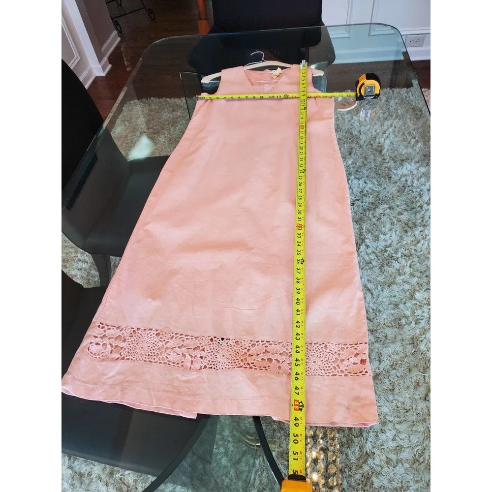 I.S.C Women's Pink Linen Short Sleeve Jacket & Knee Length Dress 2 Piece Suit 6 - Image 11