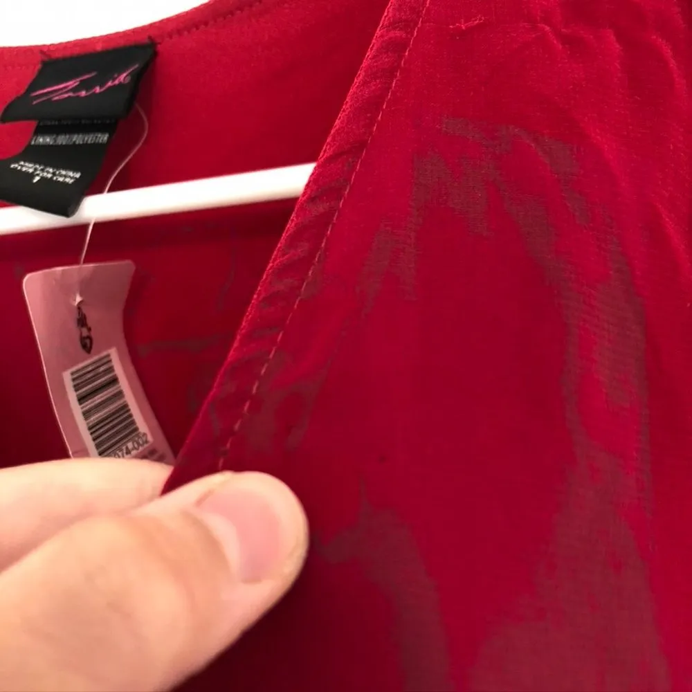 NEW NWT OLD TAG TORRID 1 Plus Size Surplice Chiffon Blouse Raspberry Pink Red 1X - Image 8