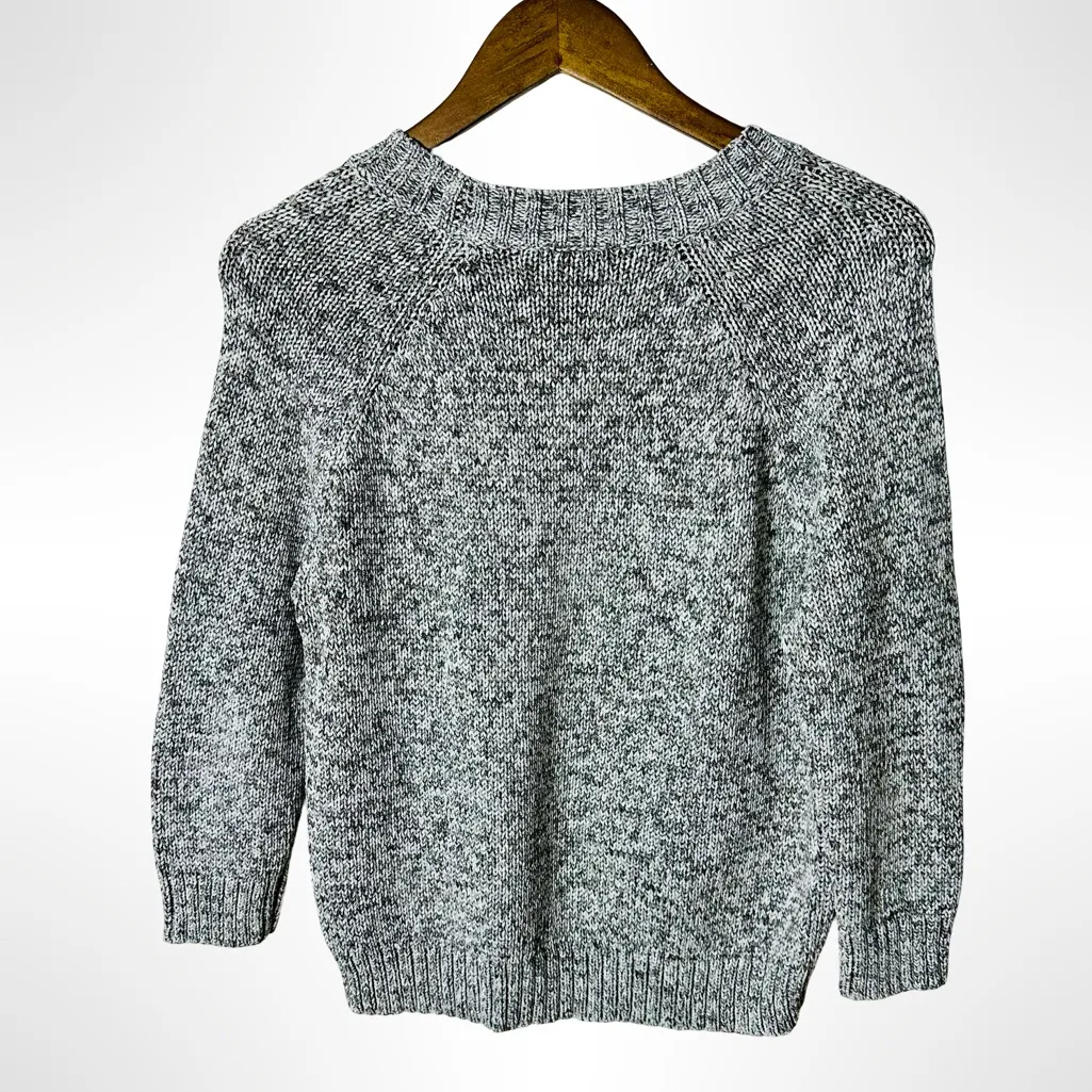 Theory Gray Marled Knit Sweater Medium Minimalist Cozy Modern Classic - Image 7