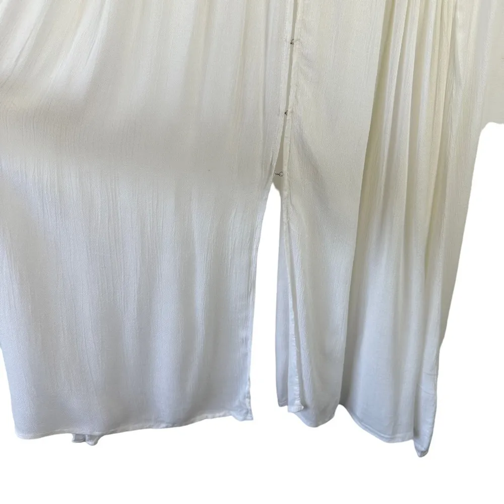 NWT Akasa Sz 6 Women's White Crochet Lace Vneck Hook‎ Eye Front Cover Up Boho - Image 3