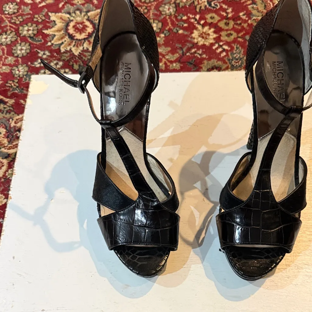 Michael Kors Black Croc-Patterned Heels - Image 2