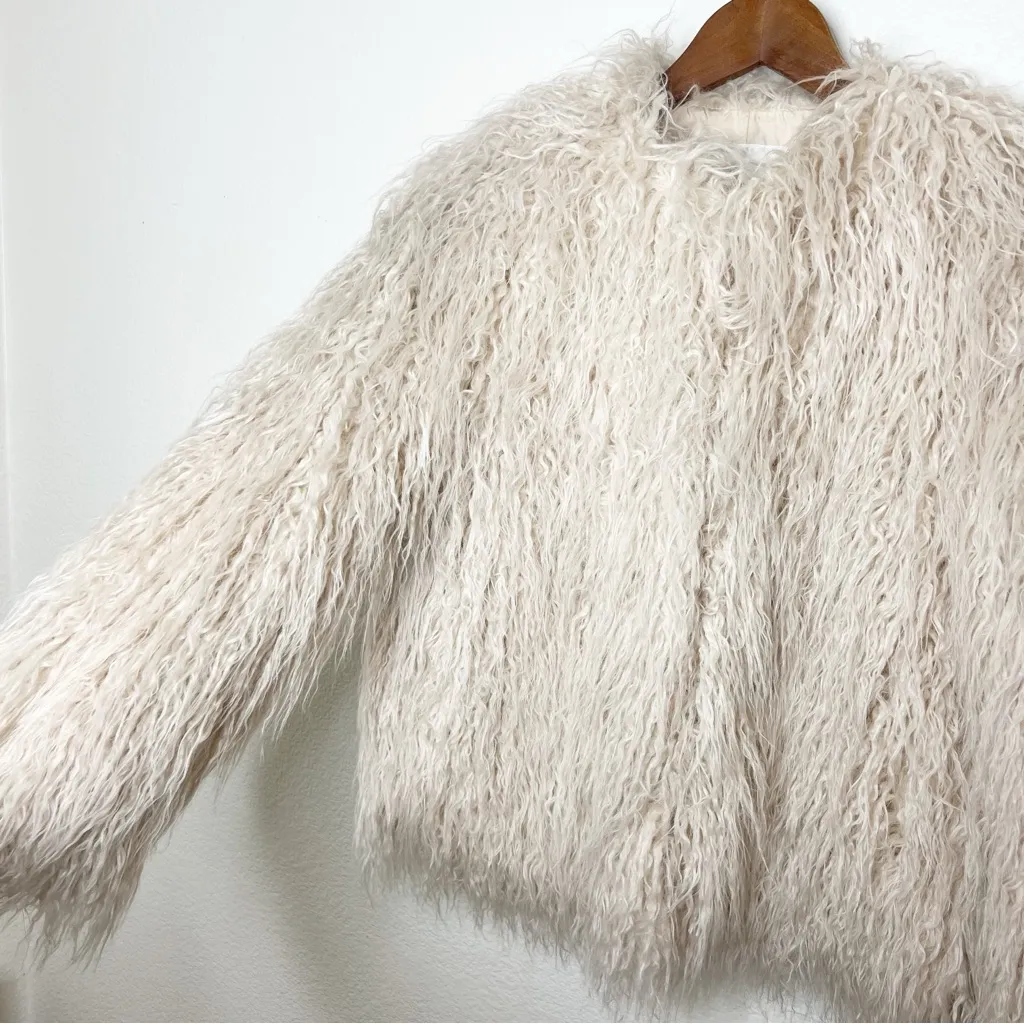 Zara Shearling Faux Fur Jacket Size M - Image 2