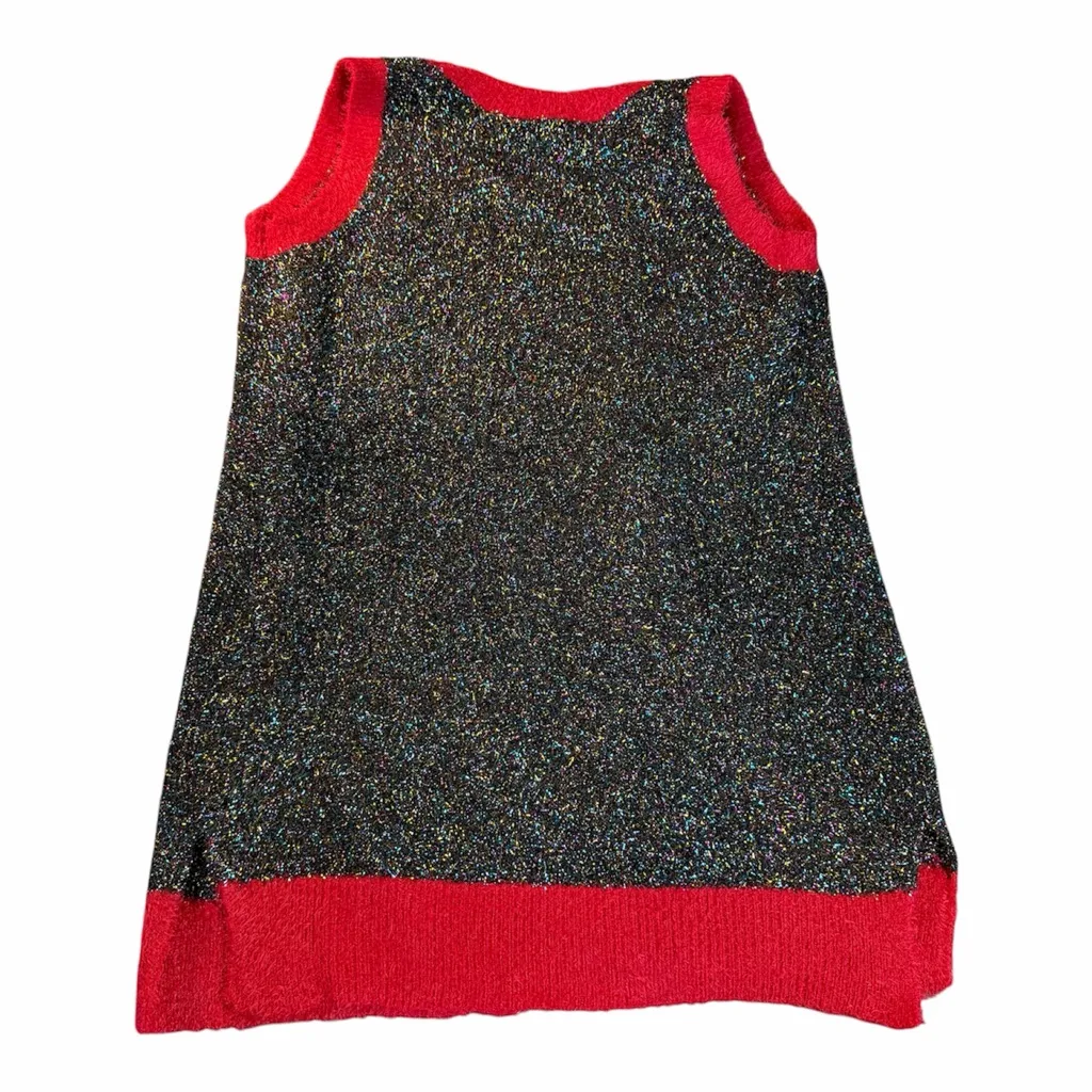 Christmas Sweater Ugly Festive Cardigan Tinsel Knit Vest L Grandmacore Xmas - Image 2