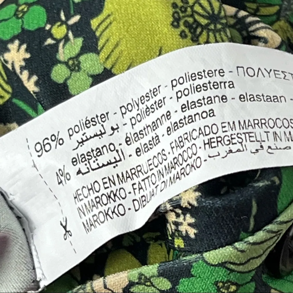 ZARA Green Floral Long Sleeves Collared Shift Dress, Size Small - Image 4