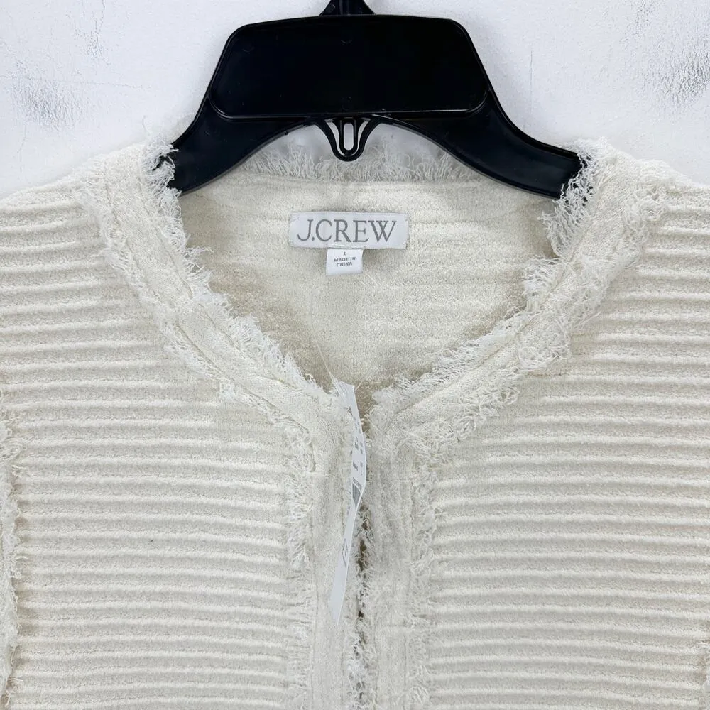 J.Crew Textured Vest Fine Boucle Classic Preppy Knit Ivory Gold Buttons L NWT - Image 3