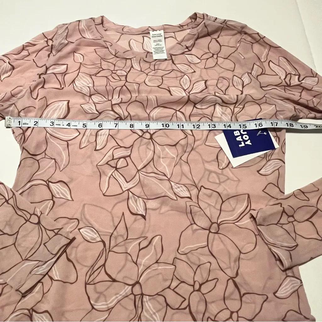 JoyLab Women‎ Size XL Pink Floral Mesh Long Sleeve Athletic Workout Top NEW - Image 5