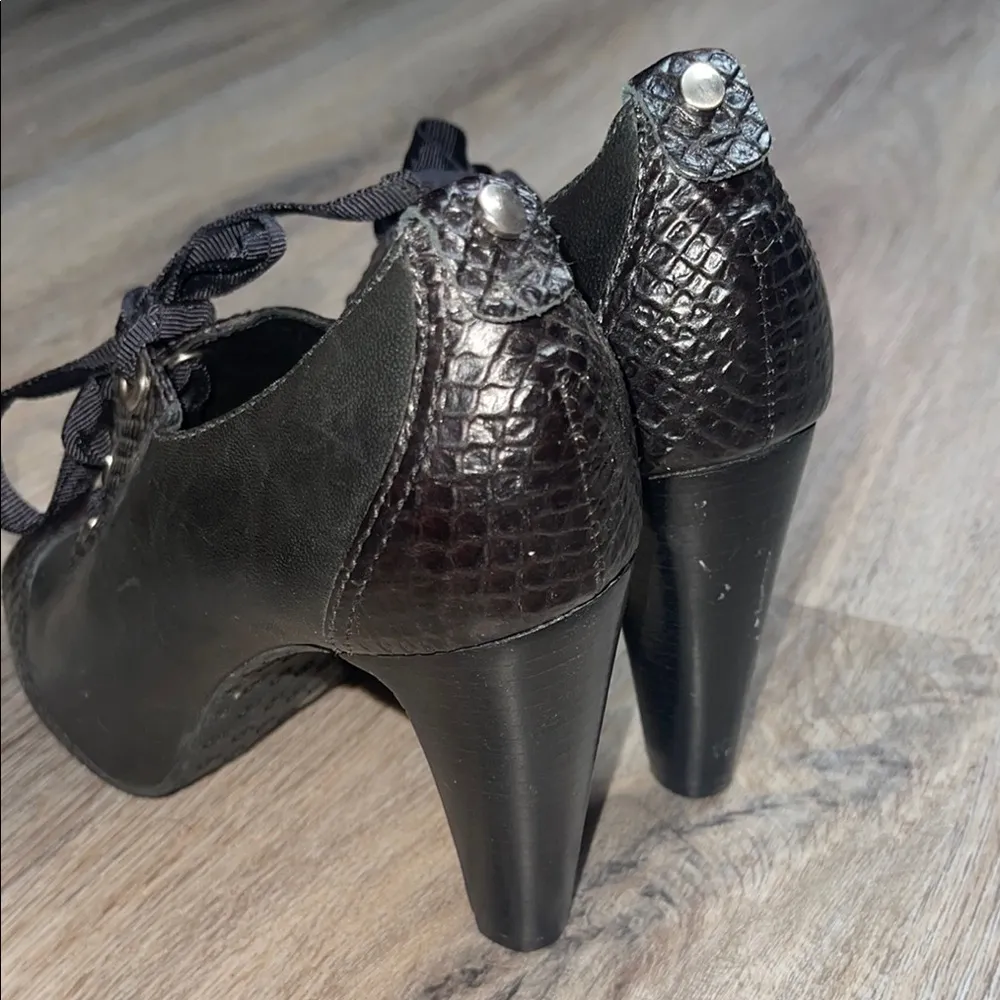 Antonio Melani Clare Black Peep-Toe Heels with Ribbon Detail - Image 8