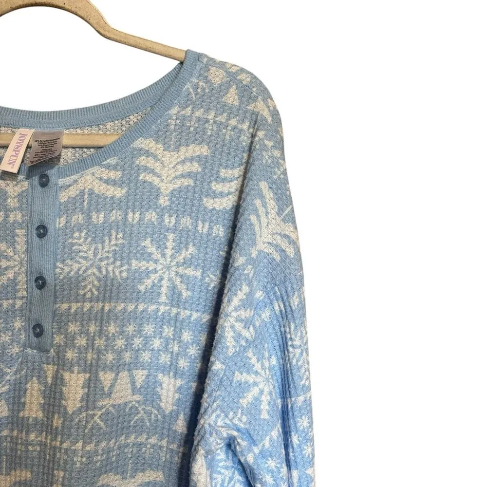 Joyspun Pajama Lounge Top Womens 2X 18W 20W Multicolor Holiday Print Blouse - Image 3