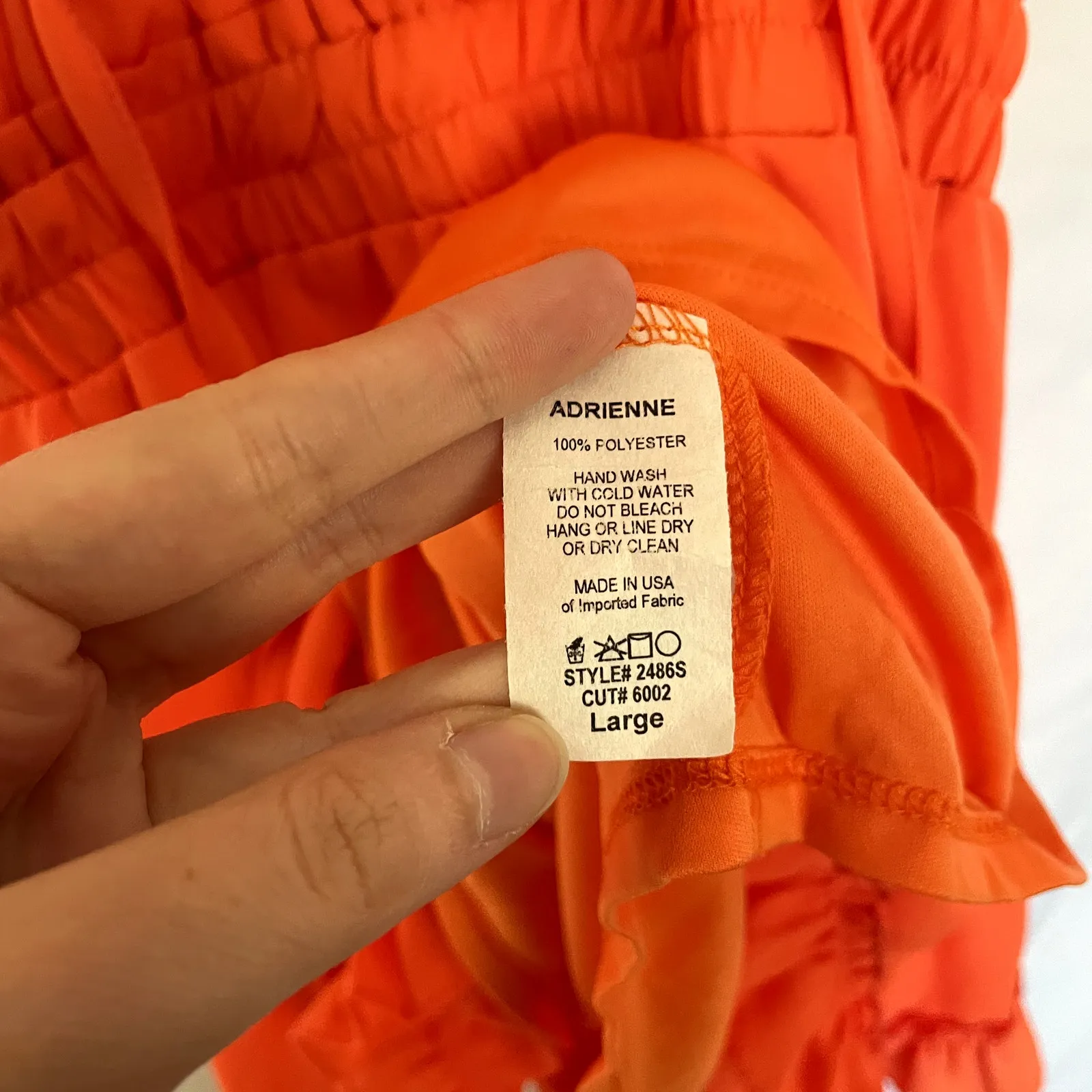 Adrienne bright orange sleeveless summer sundress women's size large frilly - Image 5
