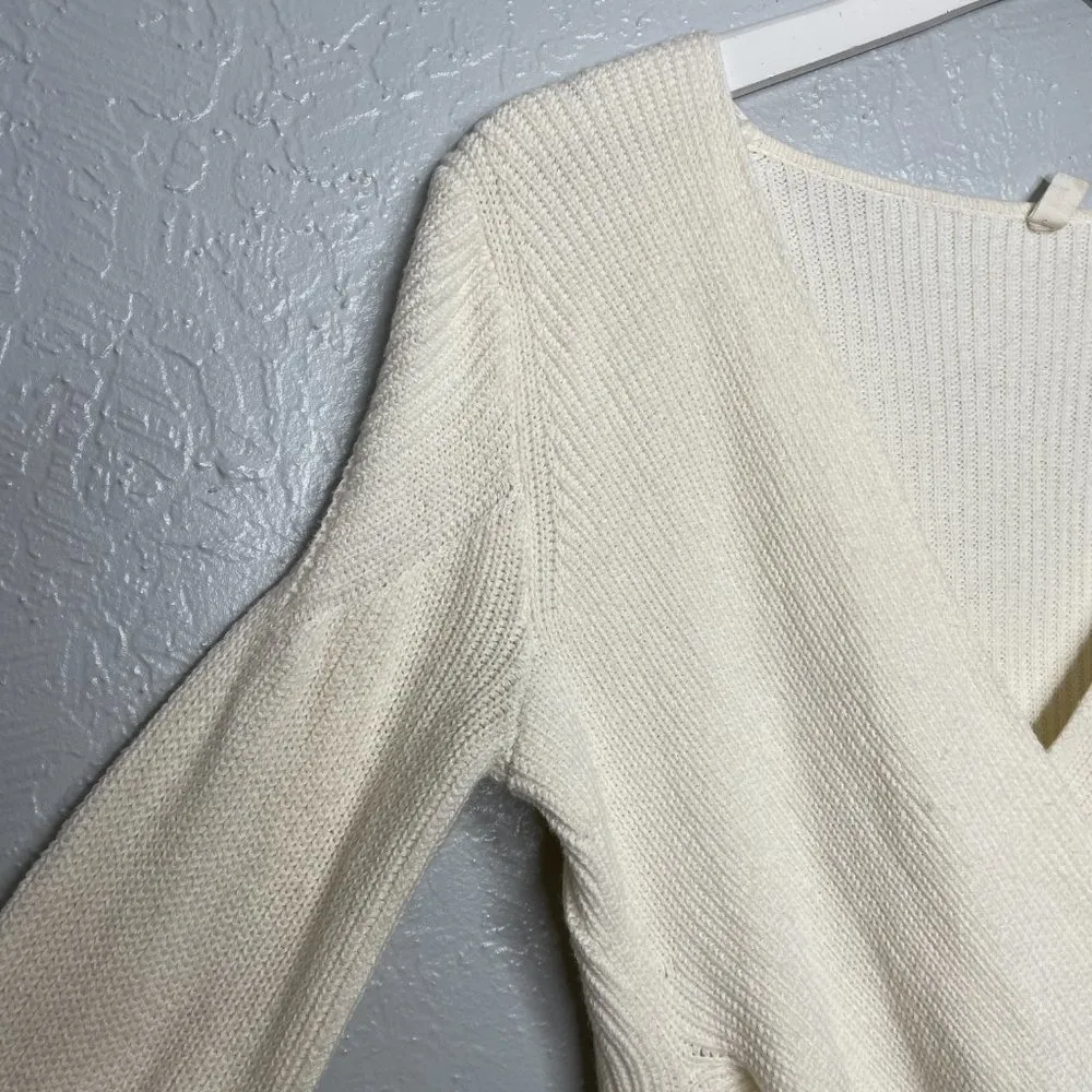 Moth  Women XS Cream Faux Wrap Knit Sweater Long Sleeve Balletcore - Image 5