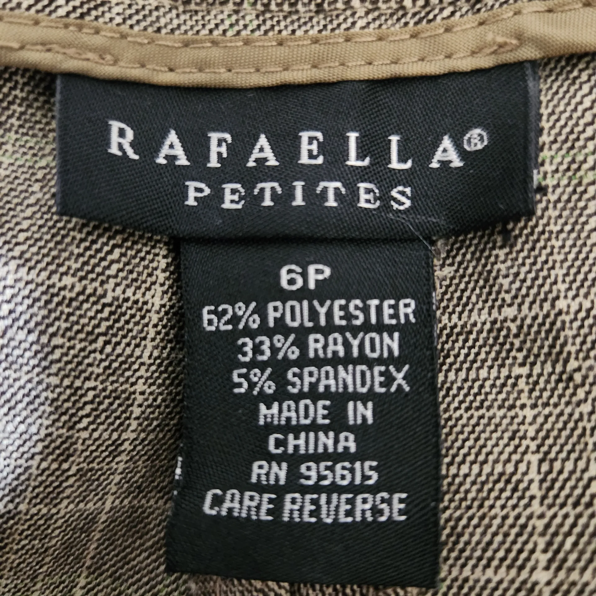 Rafaella Brown Plaid Dress Pants Size 6 Petite Brown and Green Plaid Trousers - Image 7