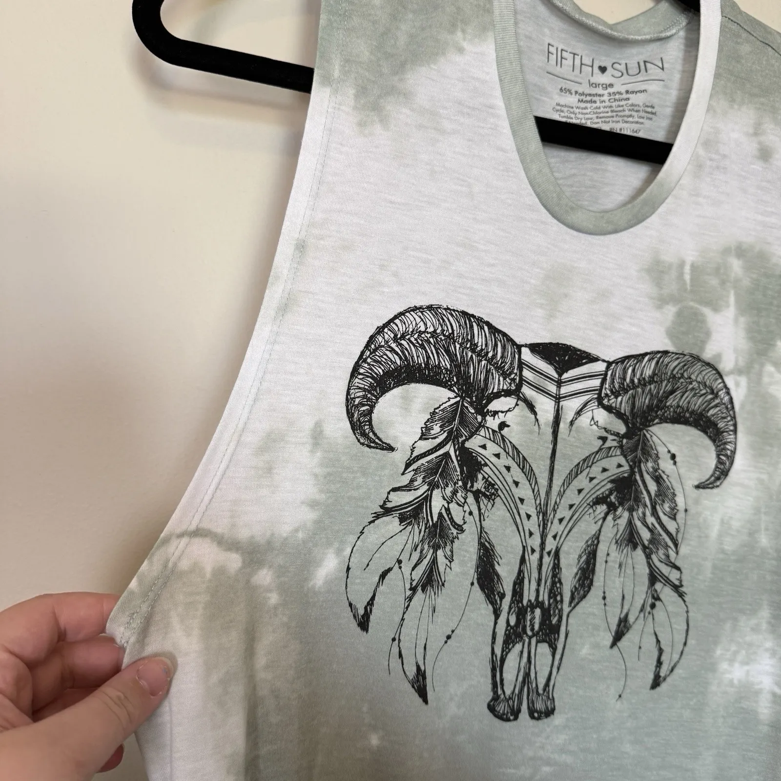 Fifth Sun Muscle Tee Women Large Boho Western Grunge Tie-Dye Festival Witchy - Image 2