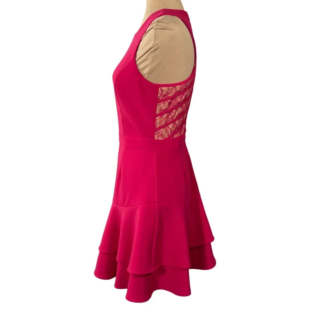 Adelyn Rae Fit & Flare Dress Lace Back Pink Size S Small Mini Tiered - Image 2