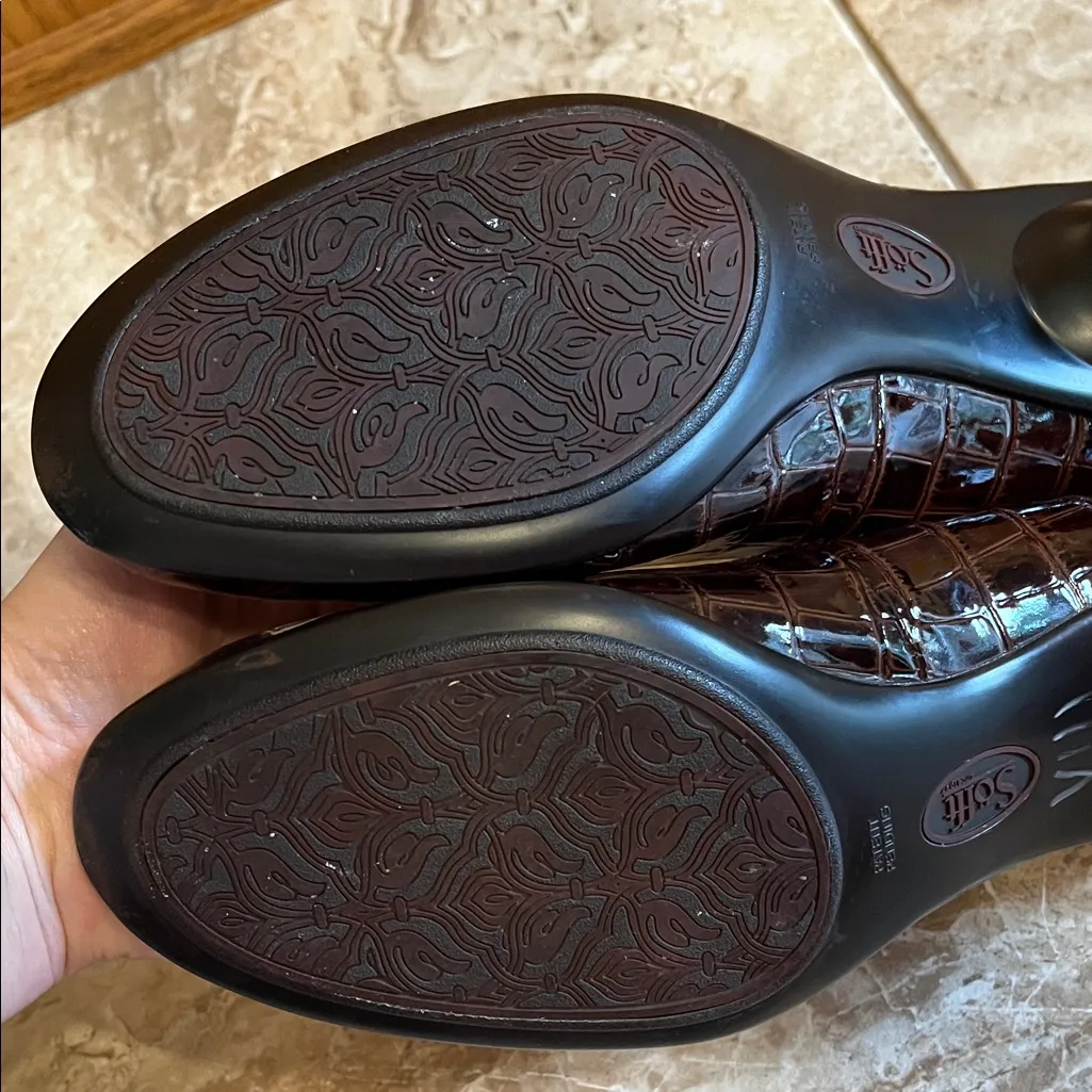 Sofft Rivoli Faux Crocodile Brown Patent Leather Kitten Heels - Image 10