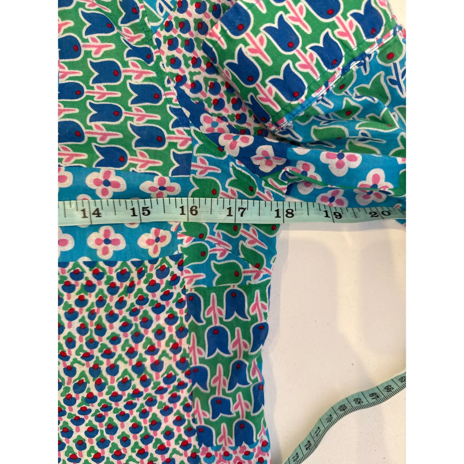 Talbots Floral Tulip Patchwork Colorful Long Sleeve Button Shirt EUC Sz S Petite - Image 7