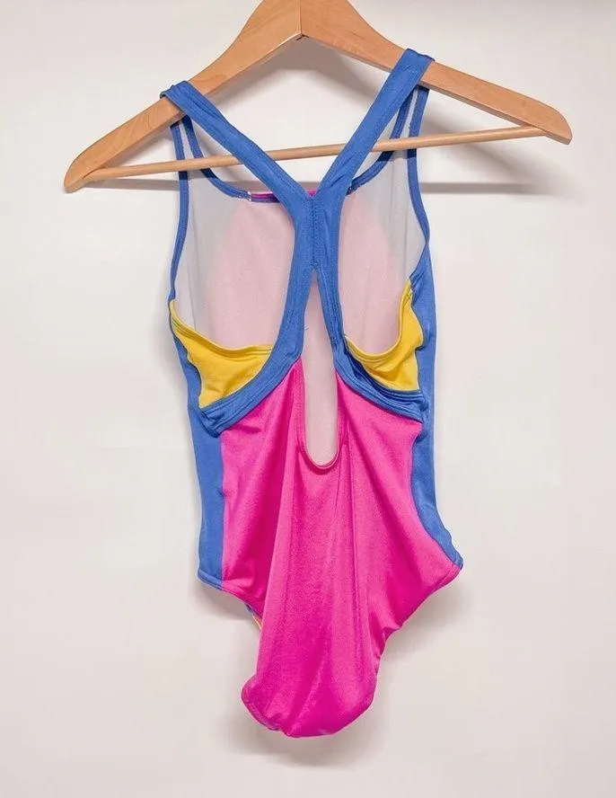 Vintage Neon Speedo One Piece Swimsuit Bathing Suit Racerback Pink Blue Yellow - Image 4