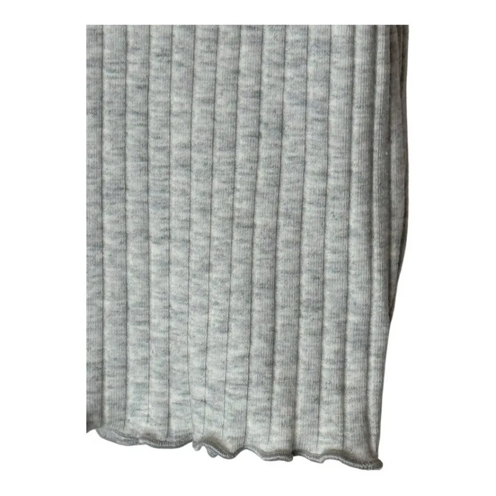 American Eagle‎ Shirt Women Small Gray Ribbed Knit V Neck Henley Baby Tee NWT - Image 6