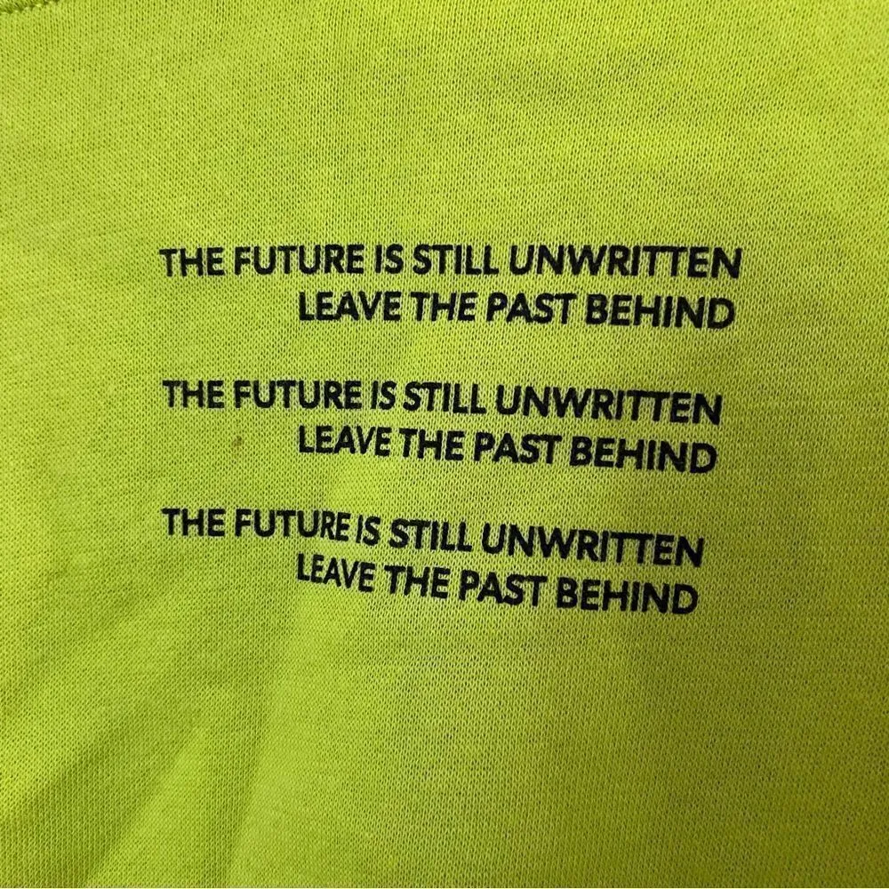 Divided Sweatshirt Cropped Crewneck Neon Green Safety Yellow Quote Graphic Comfy - Image 4