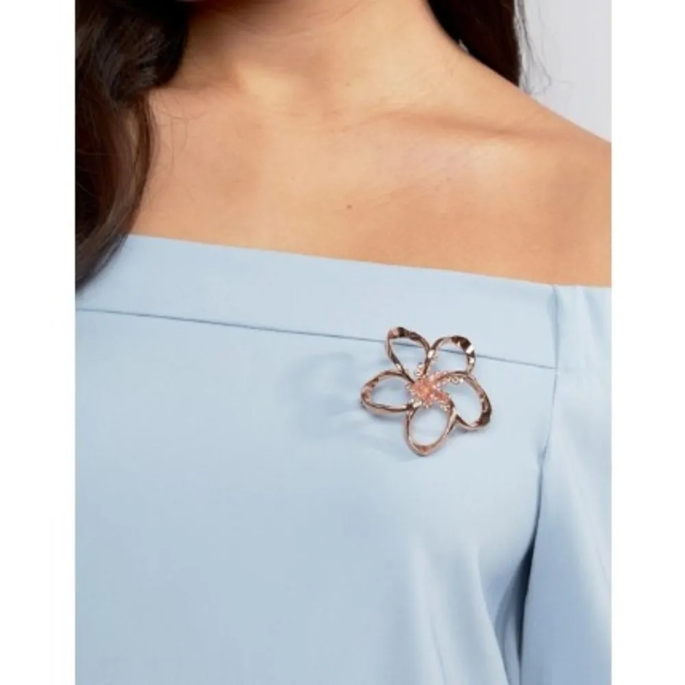 💕TED BAKER💕 *FLAWED/DEFECTIVE* Belvas Silver Crystal Blossom Brooch - Image 3