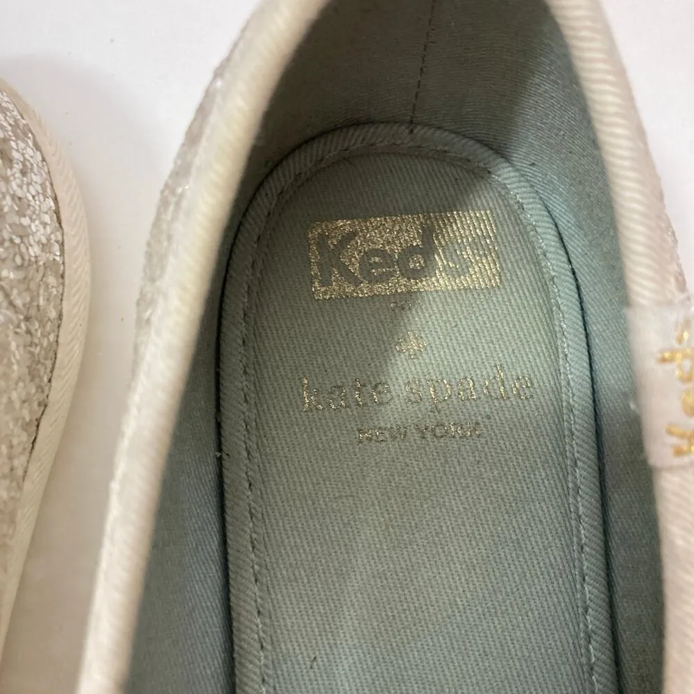 Keds x Kate Spade New York Champion Glitter Cream Lace Up Ribbon Sneakers - Image 4
