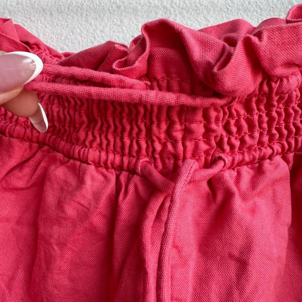 By Anthropologie Linen Cotton Scallop Hem Lightweight Double Tie Shorts Size XS - Image 4