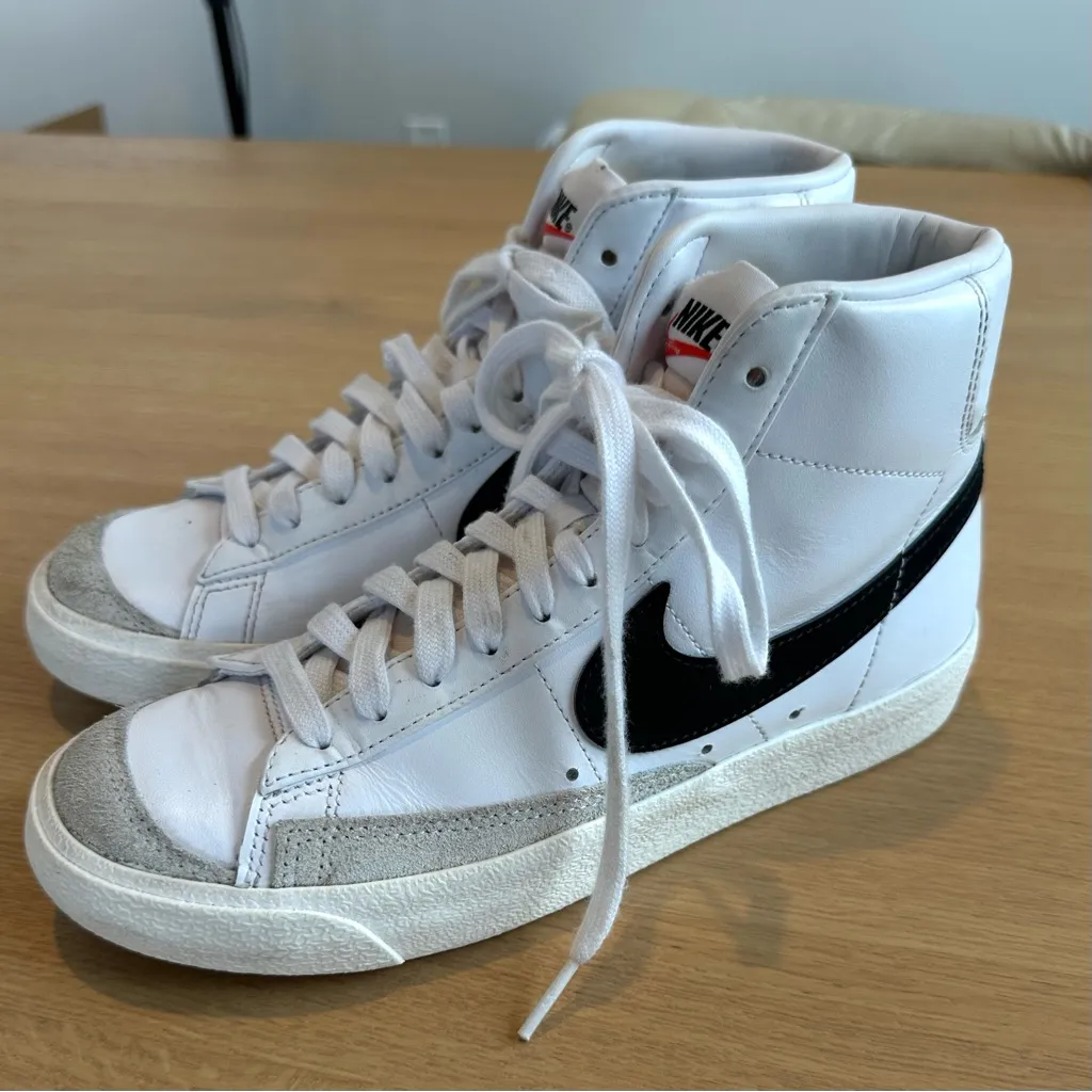 Nike Blazer Mid '77 Shoes Women's Size 7.5 White Black Leather High Top Sneakers - Image 12