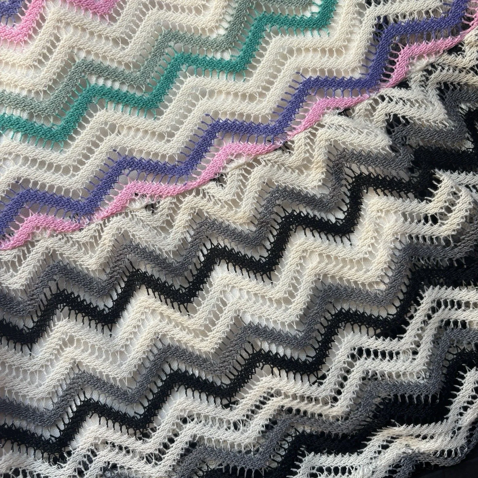 Vintage Lapis Crochet Chevron Knit Skirt Mini A - Image 5