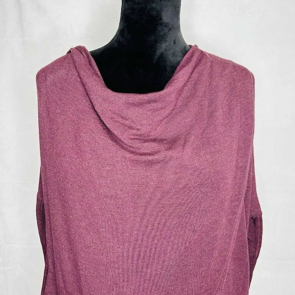 Athleta Purana Wrap Hooded Relaxed Drape Neck Sweatshirt Spiced Cabernet Sz XXS - Image 2