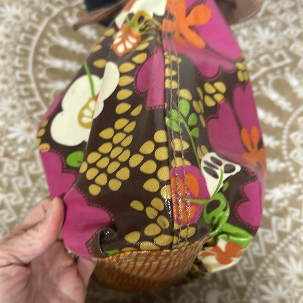 Fossil Key Per Floral leather Shoulder Bag Purse Tote Retro Hobo Shopper - Image 5