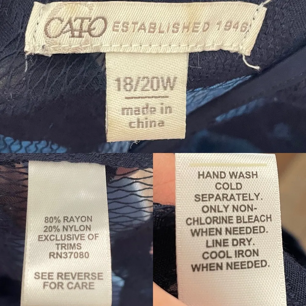 Cato Womens Shirt Blouse Blue Floral Lace Short Sleeve Plus Size 18/20 - Image 8