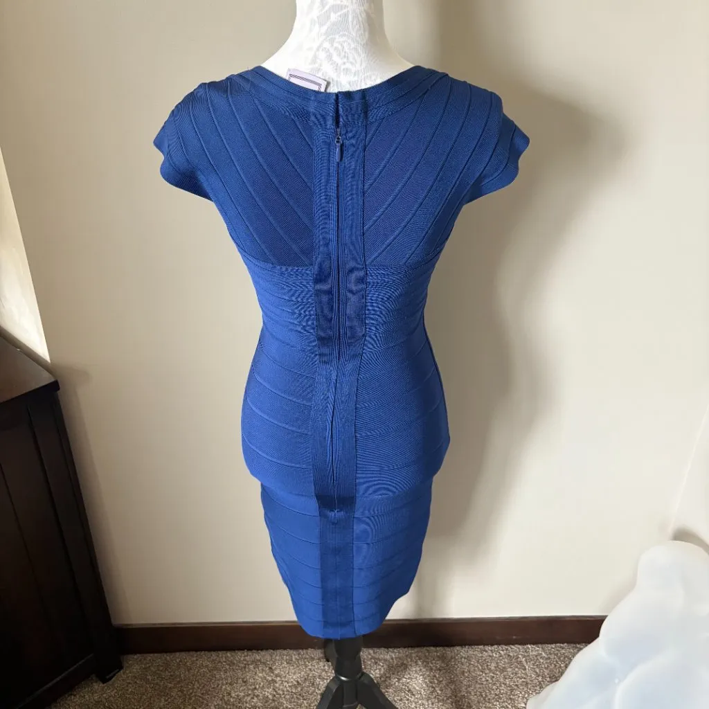 Herve Leger Raquel Bandage Dress Blue Womens Designer Stretchy Small - Image 6