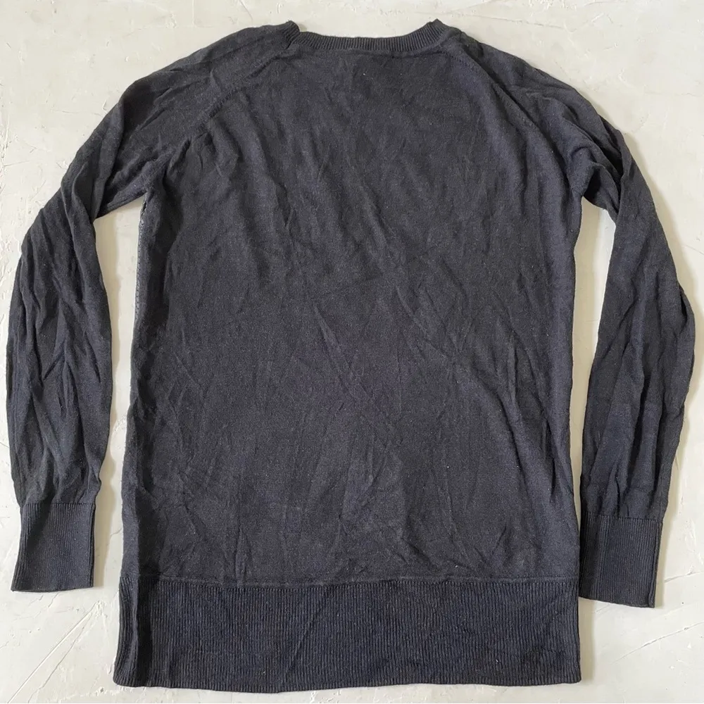 Lamb leather mixed media top long sleeves perforated leather sweater size S Black - Image 2