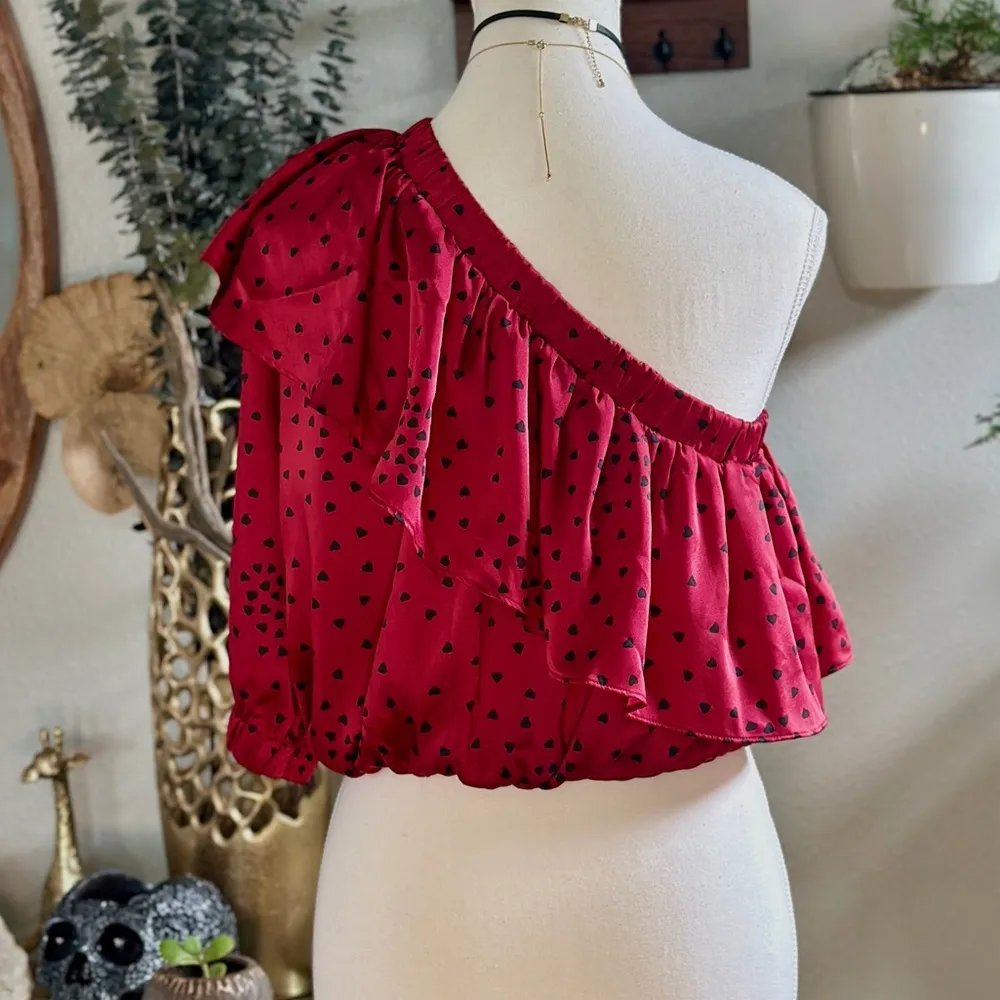 Express Red One-Shoulder Ruffle Blouse - Size M - Image 4
