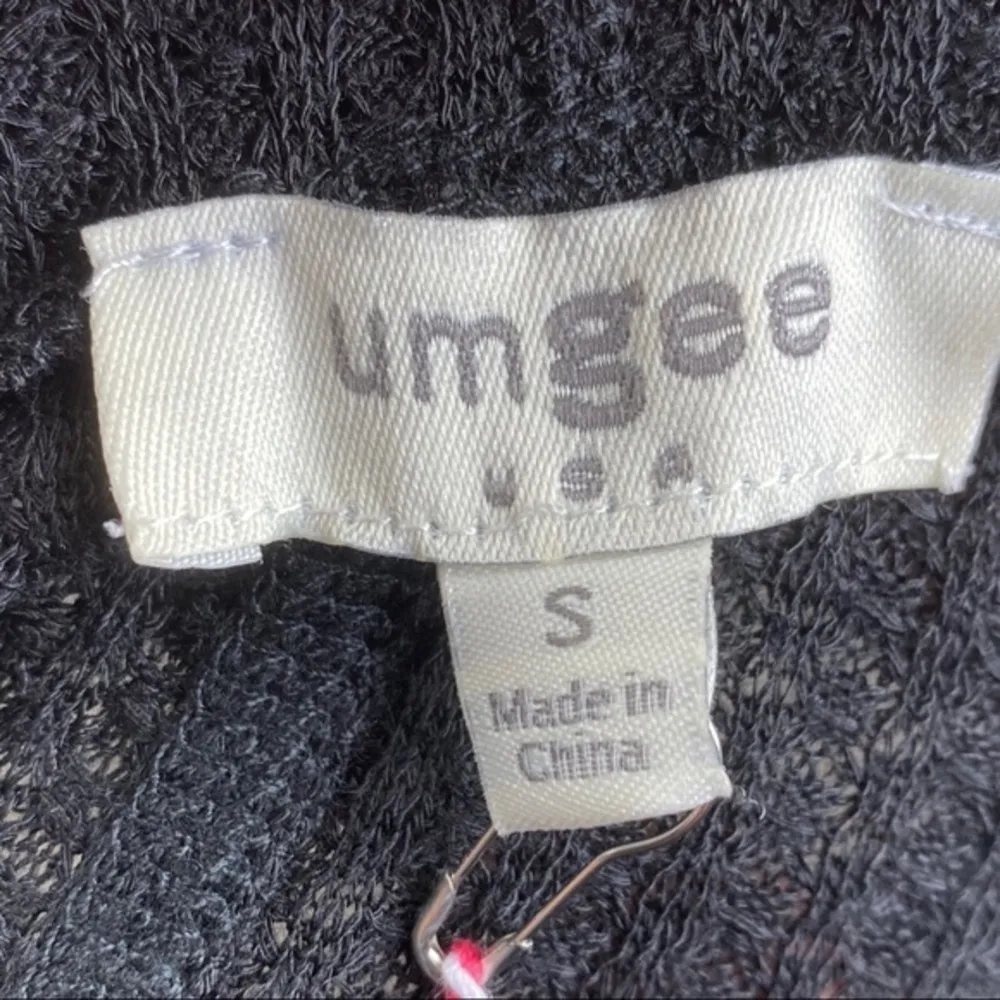 Umgee Black Waffle Knit Off Shoulder Long Sleeve Batwing Boho Top Size S - Image 5