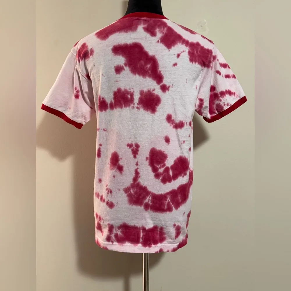 Handmade BT21 Red and White Tie Dye Graphic Tee size medium - Image 5